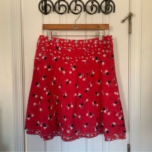 Vintage AEO Pink Cherry Mixed Media Yoke Skirt